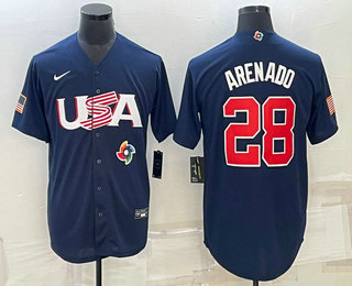 Men's USA Baseball #28 Nolan Arenado 2023 Navy World Baseball Classic Stitched Jerseys,We sell and wholesale Men's USA Baseball #28 Nolan Arenado 2023 Navy World Baseball Classic Stitched Jerseys on line form chian!